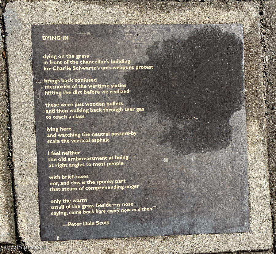 Berkeley - Berkeley Poetry Walk - "Dying In" a song by Peter Dale Scott