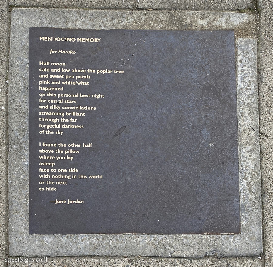 Berkeley - Berkeley Poetry Walk - "Mendocino Memory"  a song by June Jordan