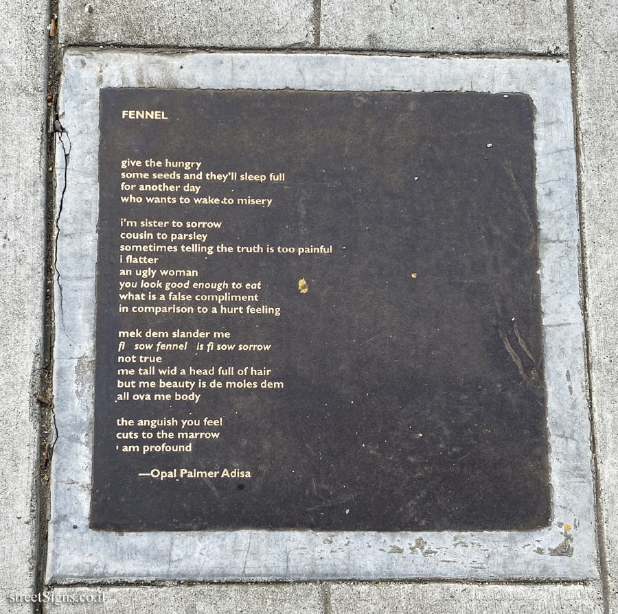 Berkeley - Berkeley Poetry Walk - "Fennel" a song by Opal Palmer Adisa