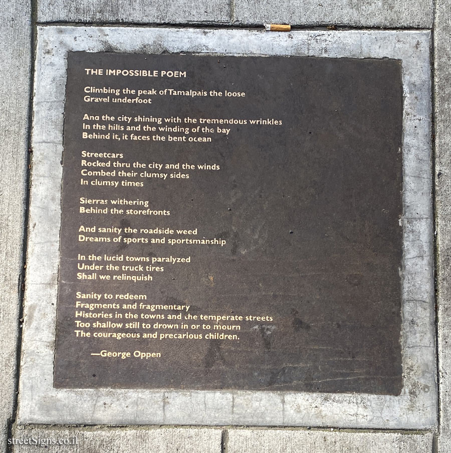 Berkeley - Berkeley Poetry Walk - "The Impossible Poem" a song by George Oppen