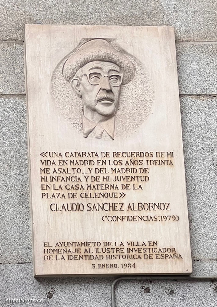Madrid - commemorative plaque at the childhood place of Claudio Sánchez-Albornos