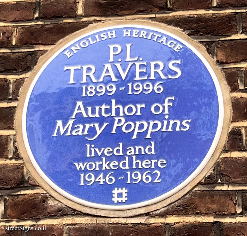 London - the house where the writer Pamela Lyndon Travers