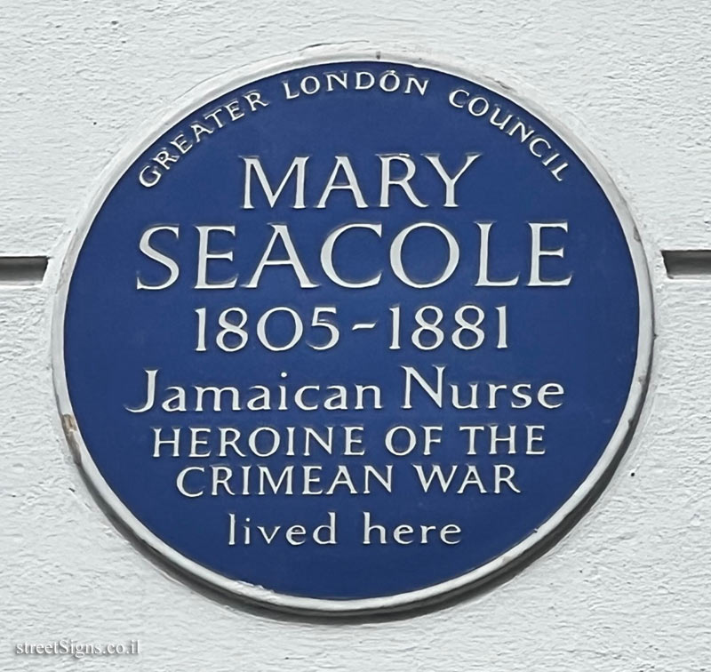 London - Commemorative plaque at the place where nurse Mary Seacole lived