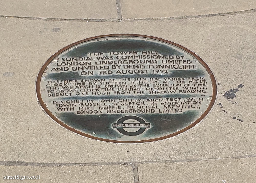 London - Sundial at Tower Hill Station