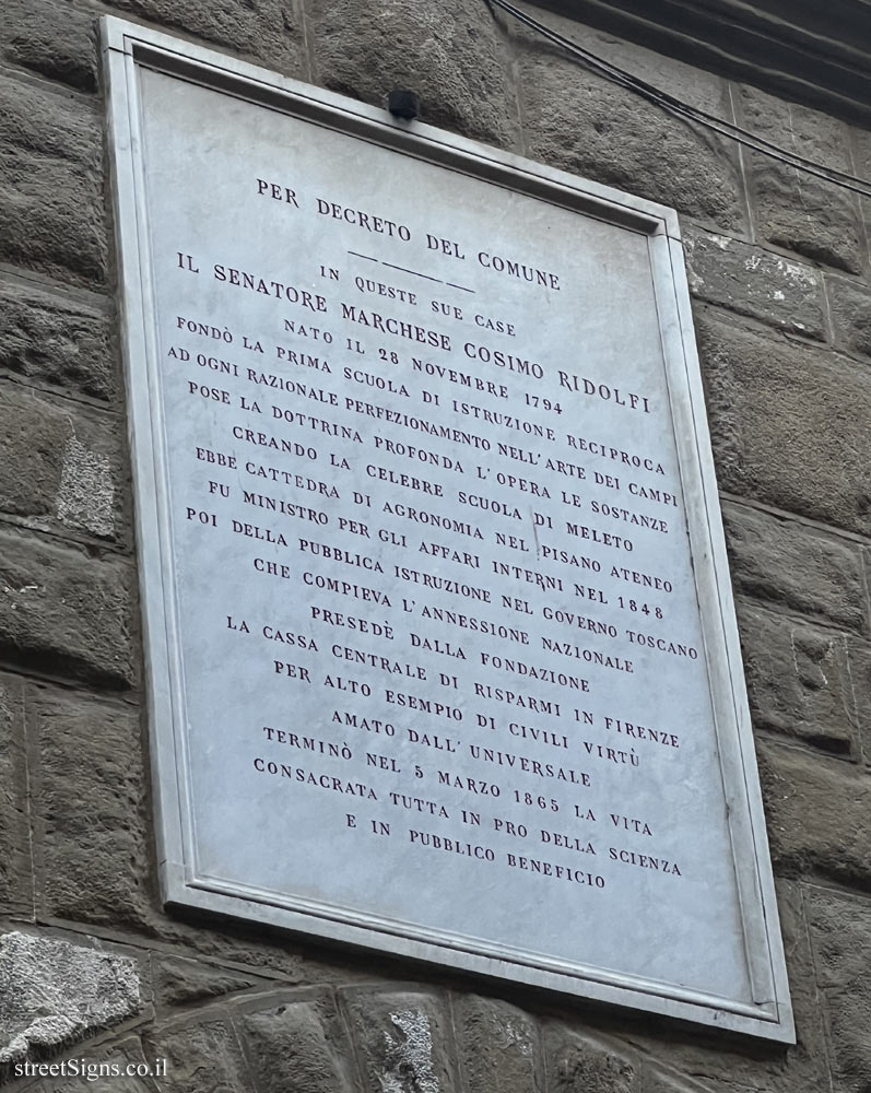 Florence - the house where Senator Cosimo Ridolfi was born