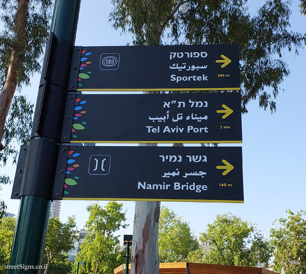 Tel Aviv - Hayarkon Park - A direction sign for activities and sites in the park (2)