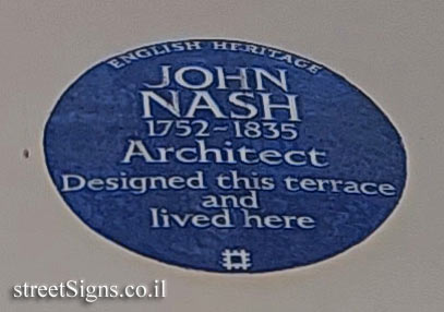 London - commemorative plaque at the place where the architect John Nash lived