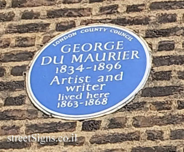 London - commemorative plaque at the place where the cartoonist George du Maurier lived