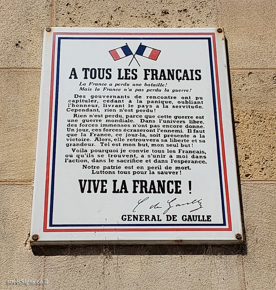 Paris - Charles de Gaulle’s call to French citizens to join the Free French Army