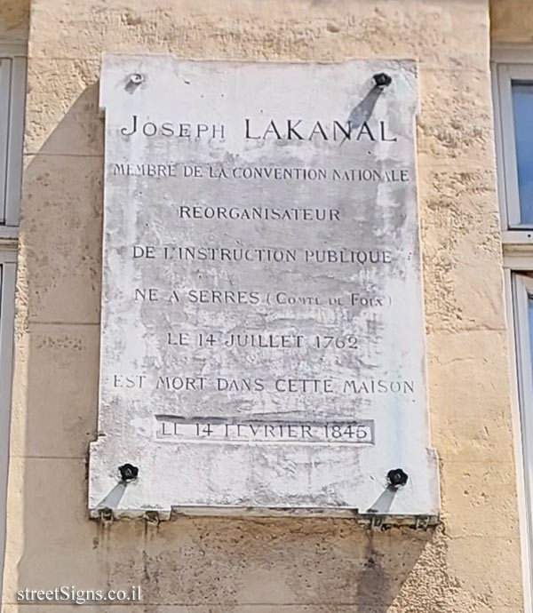 Paris - the house where the politician Joseph Lakanal died