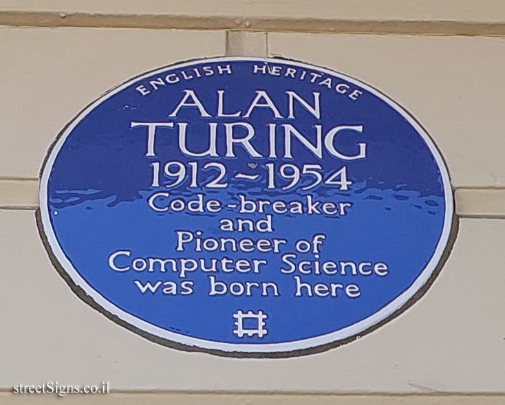 London - commemorative plaque at the birthplace of the mathematician Alan Turing