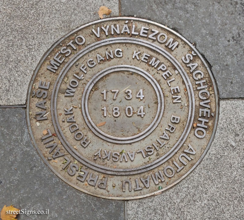 Bratislava - Commemorative plaque to Wolfgang von Kempelen