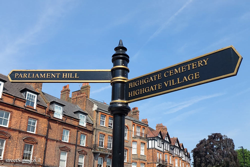 London - Highgate - Signpost for sites in the area