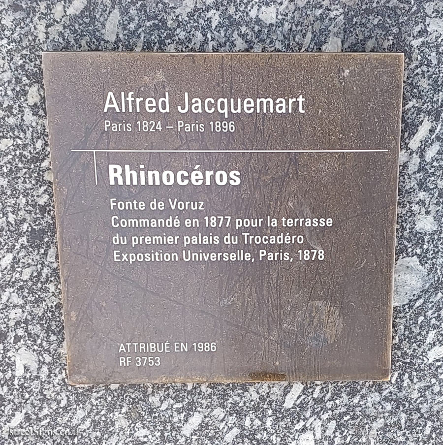 Paris - Musée d’Orsay - "Rhinoceros" outdoor sculpture by Alfred Jacquemart
