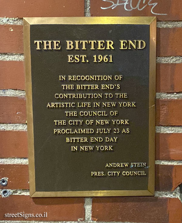 New York - The Bitter End Day - the oldest rock and roll club in the city