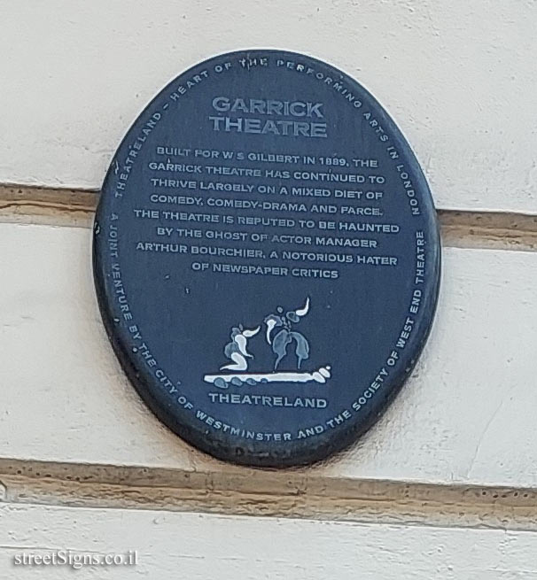 London - Commemorative plaque at the Garrick Theatre