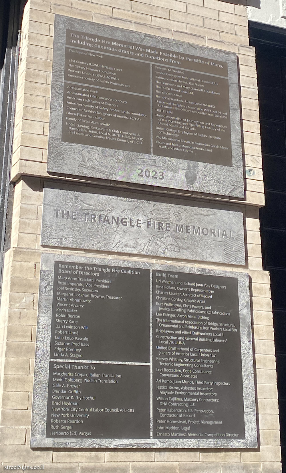 New York - commemoration of the fire at the Triangle shirt factory