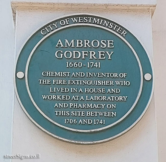 London - the house where he lived and was the laboratory of the chemist Ambrose Godfrey