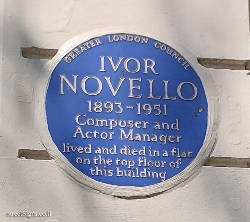 London - the place where the actor, composer and singer Ivor Novello lived