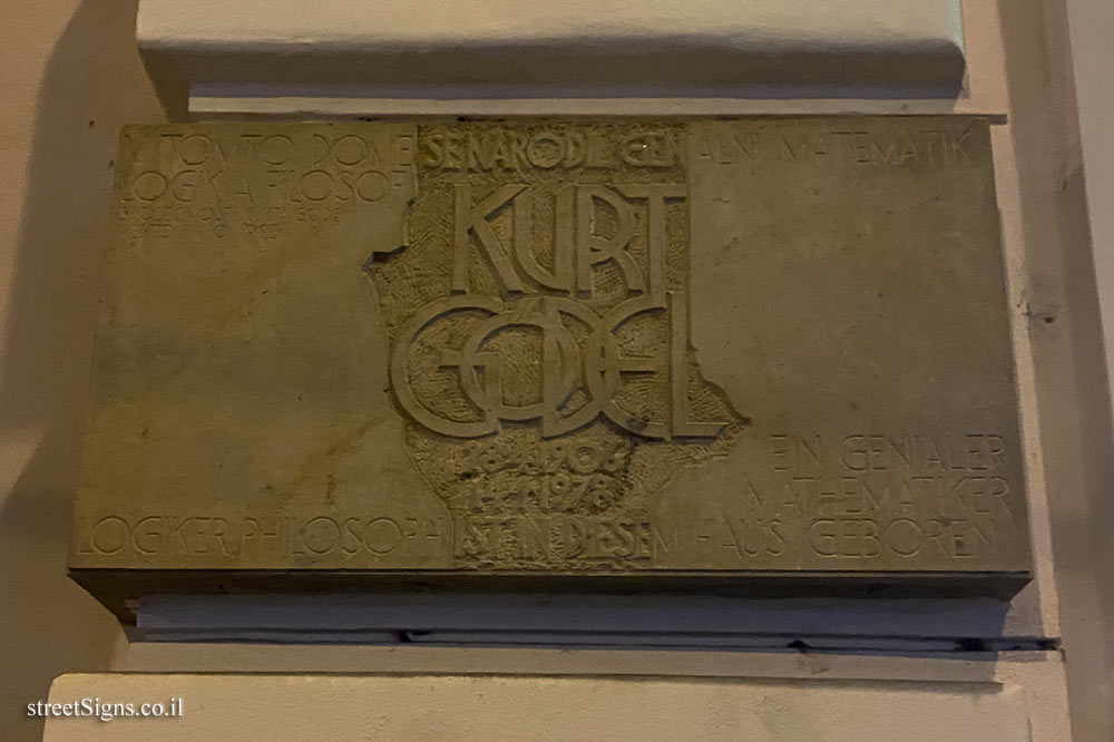 Brno - commemorative plaque at the place where the mathematician Kurt Gödel was born