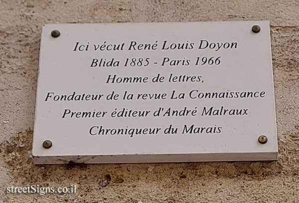 Paris - the house where the writer René-Louis Doyon lived
