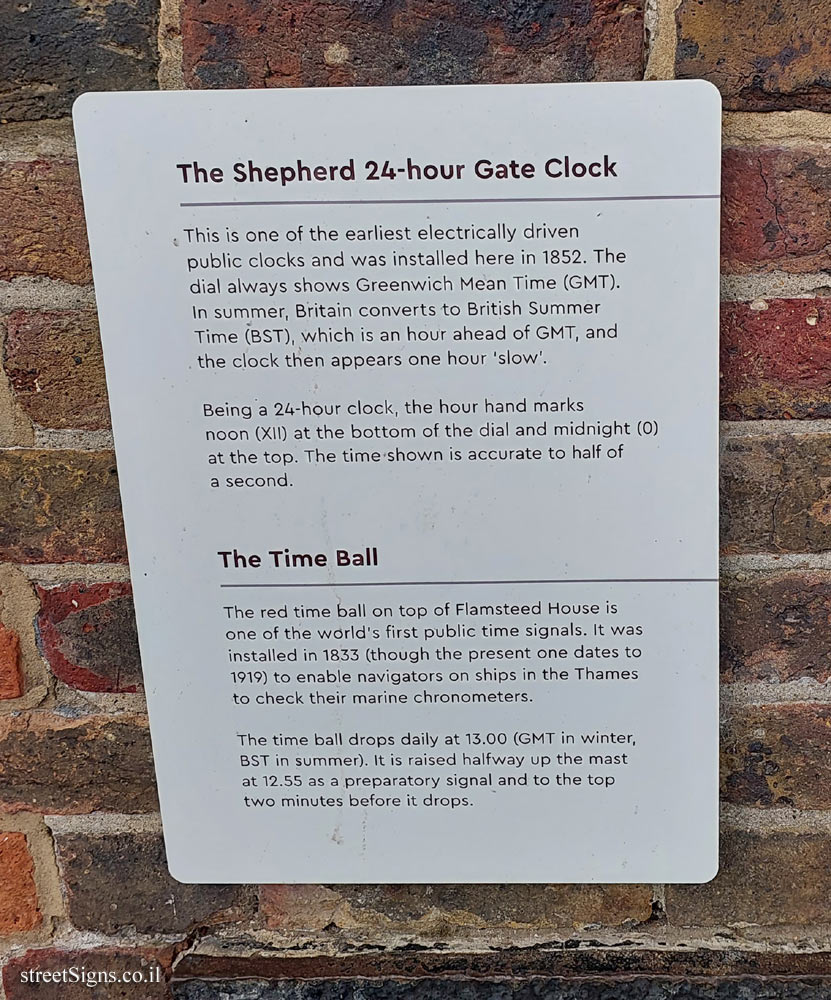 London - Greenwich - The Shepherd 24-hour Gate Clock and The Time Ball