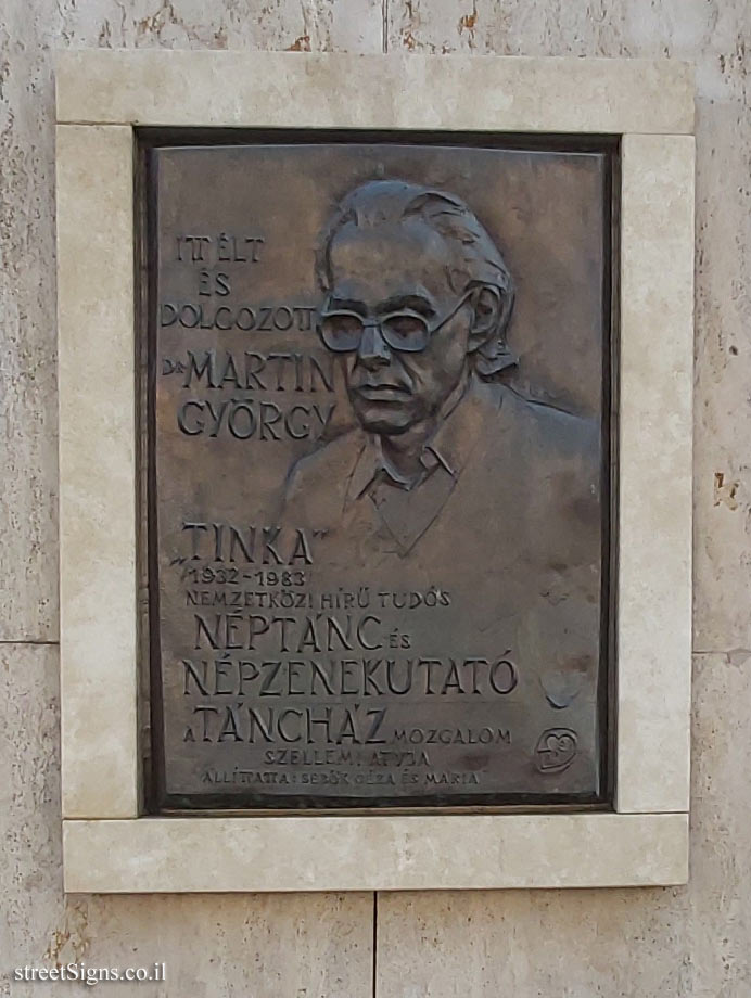 Budapest - Memorial plaque for the dance researcher György Martin