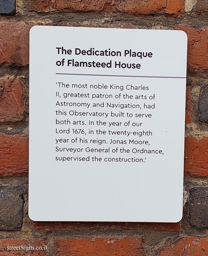 London - Greenwich - The Dedication Plaque of Flamsteed House