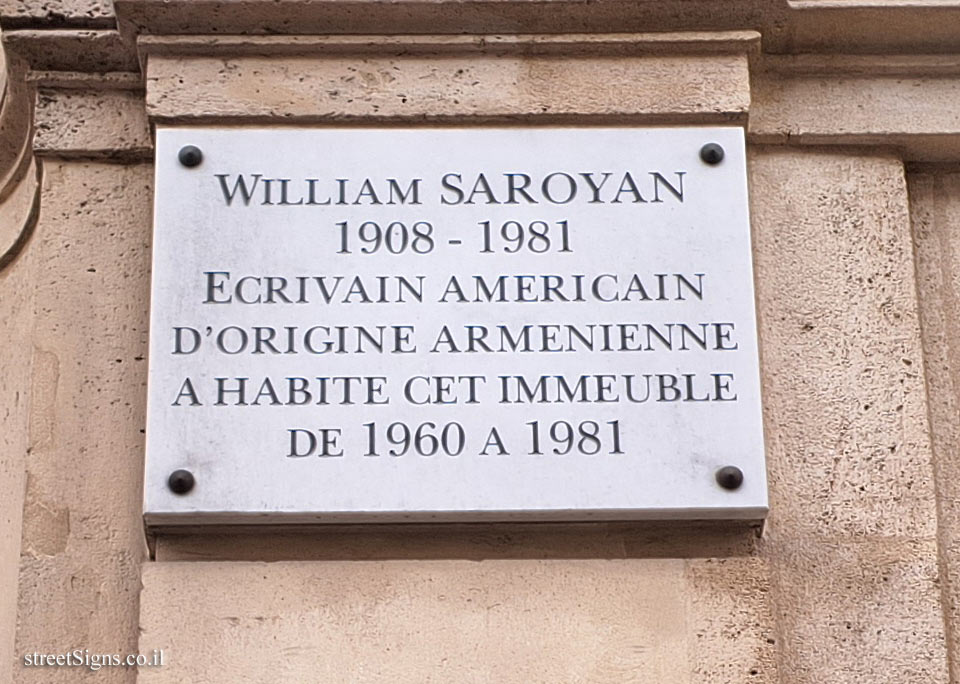 Paris - the house where the writer William Saroyan lived