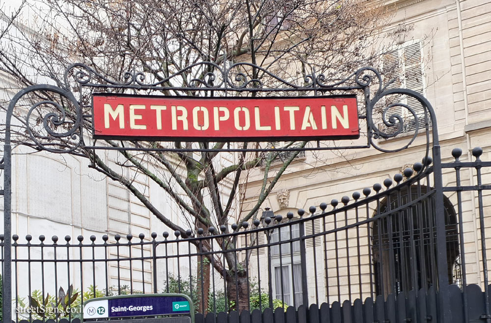 Paris - the entrance sign to the Saint-Georges metro station