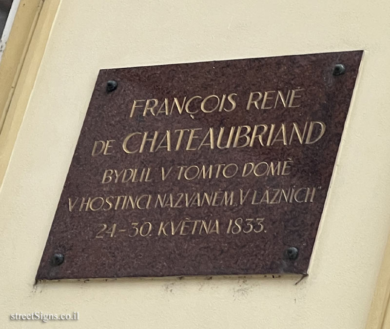 Prague - the house where the French statesman and writer François-René de Chateaubriand stayed