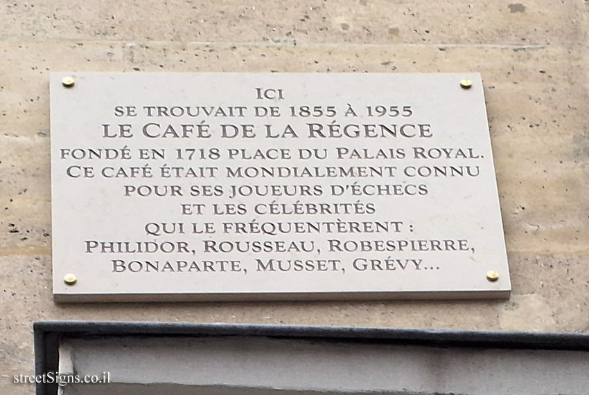 Paris - Commemorative plaque at the site of the Café de la Régence