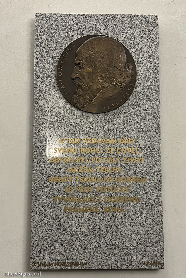 Prague - commemorative plaque for the philosopher and theologian - John Amos Comenius
