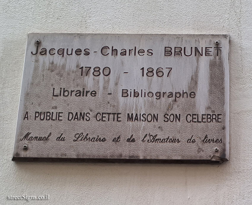 Paris - the place where the bibliographer Jacques Charles Brunet published his famous book