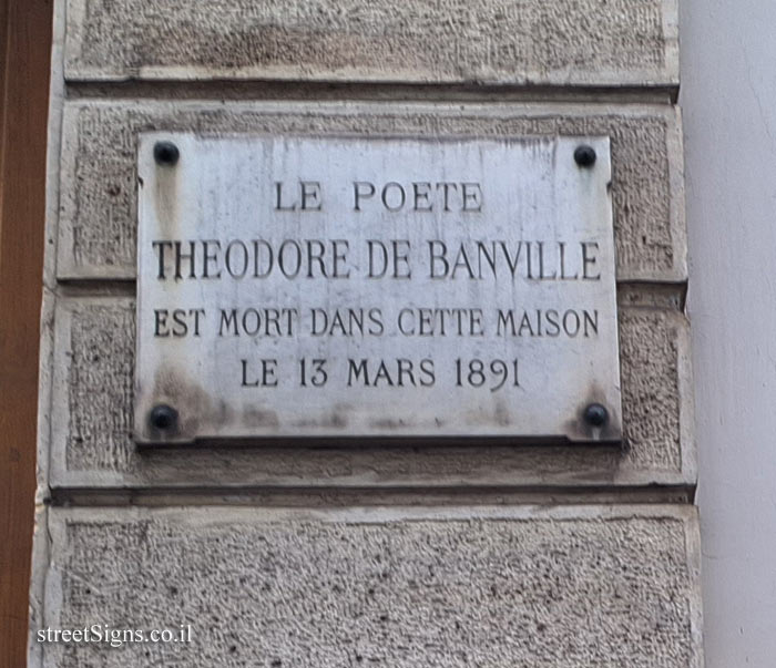 Paris - the house where the poet Théodore de Banville lived and also died