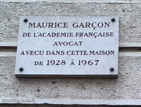 Paris - the house where the lawyer and historian Maurice Garçon lived