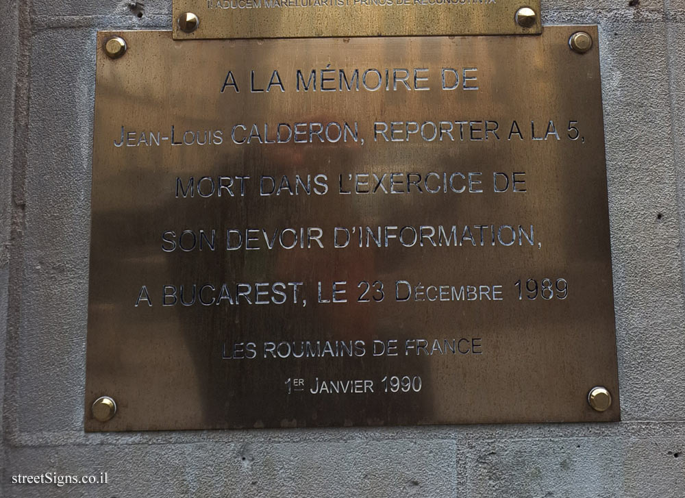 Paris - Commemorative plaque for journalist Jean-Louis Calderon