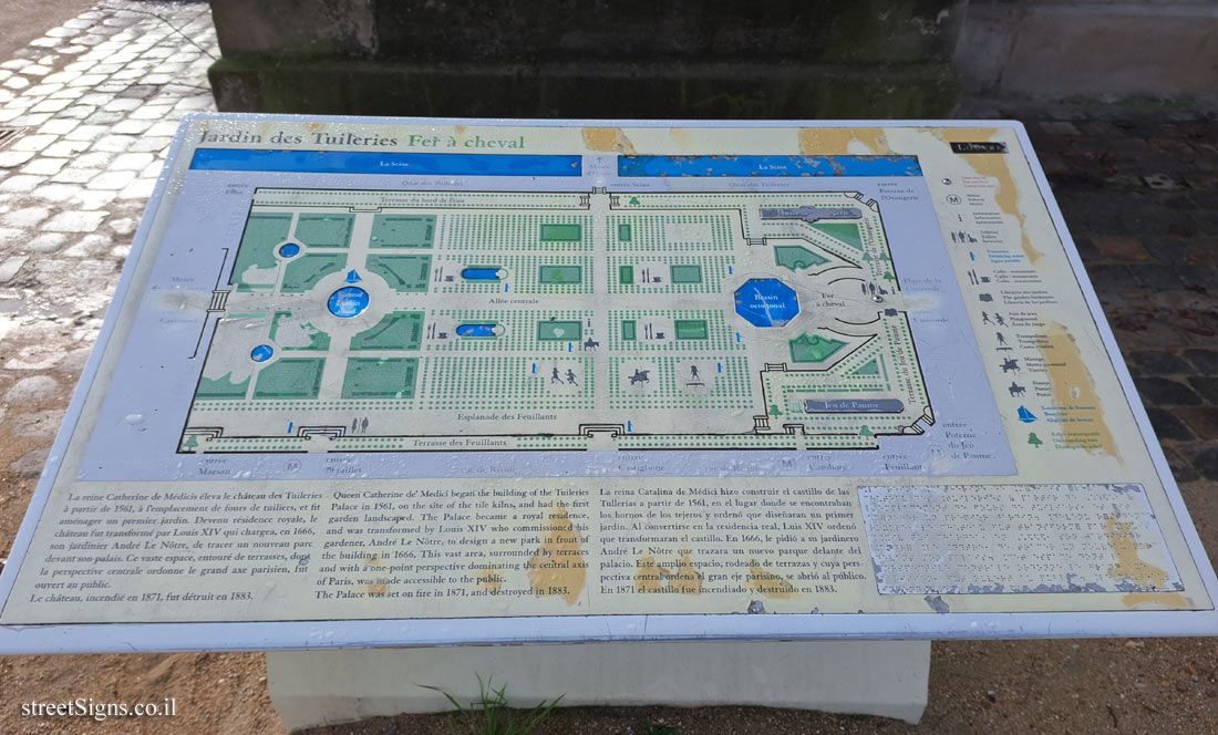 Paris - Tuileries Gardens - Gardens map