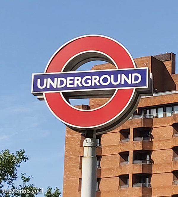 London Underground - A sign indicating the location of Swiss Cottage Station