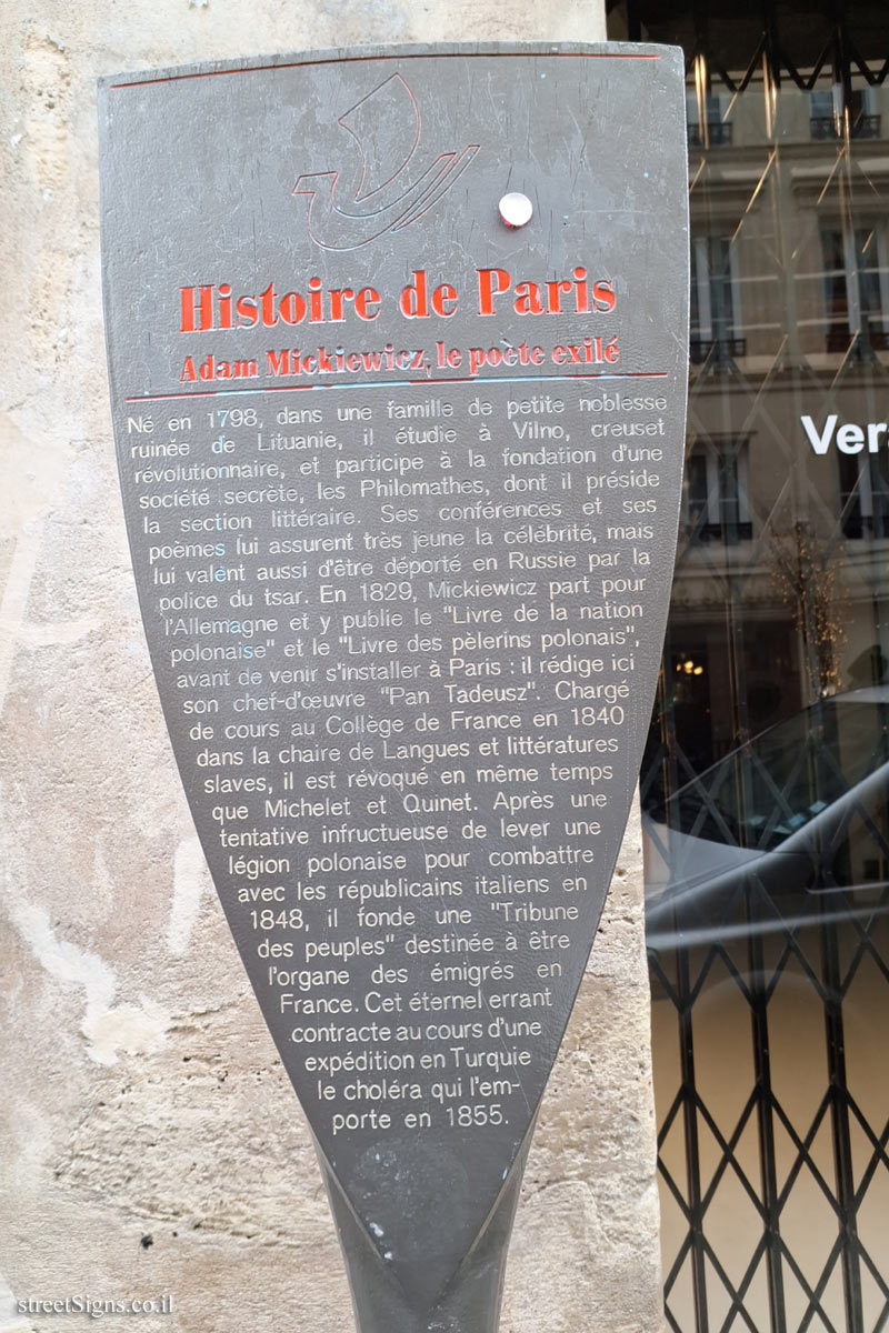Paris - History of Paris - Adam Mickiewicz, the exiled poet
