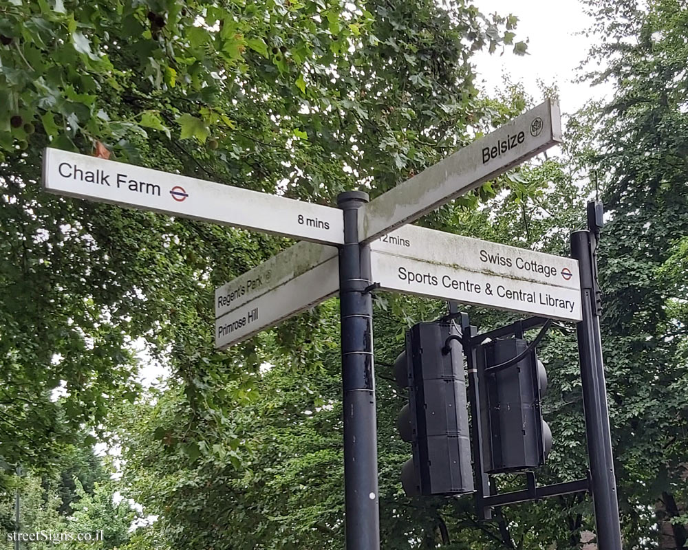 London - A direction sign for Chalk Farm area and tube stations