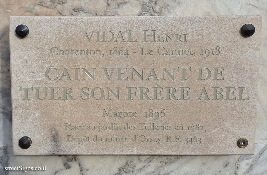 Paris - Tuileries Gardens - "Cain having just killed Abel" outdoor sculpture by Henri Vidal