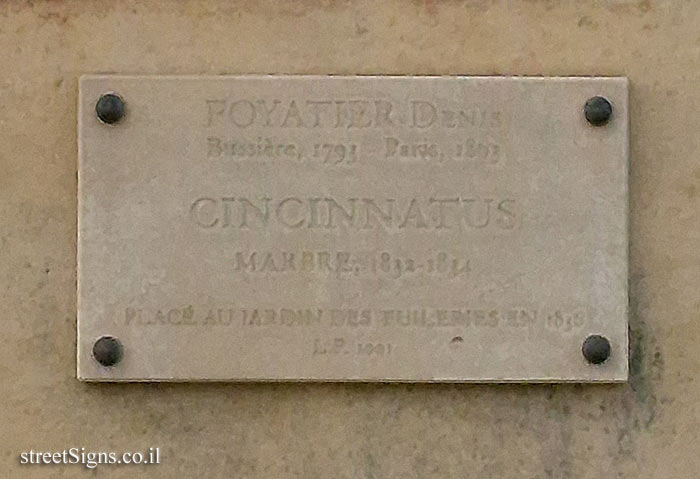 Paris - Tuileries Gardens - "Cincinnatus" outdoor sculpture by Denis Foyatier