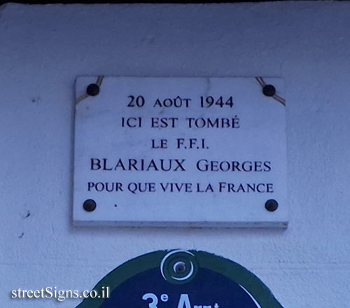 Paris - the place where Georges Blariaux fell in the battle for the liberation of Paris