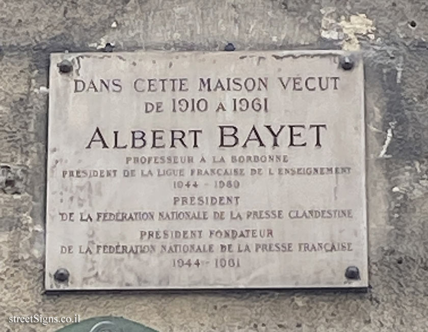 Paris - the place where the sociologist Albert Bayet lived