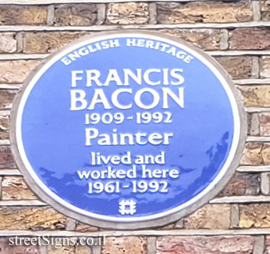 London - commemorative plaque in the house where the painter Francis Bacon lived and created