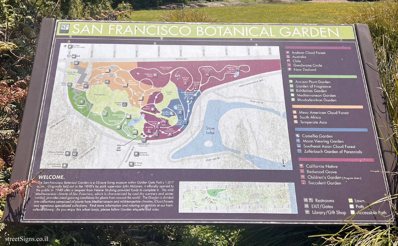 San Francisco - The Botanical Garden - Garden map
