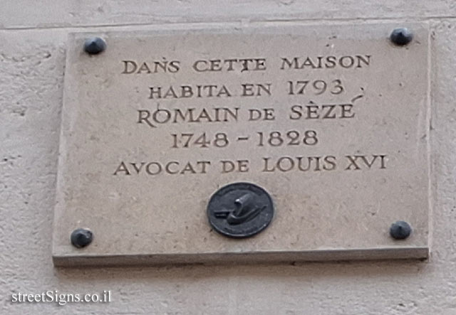 Paris - the house where the advocate Raymond de Sèze lived