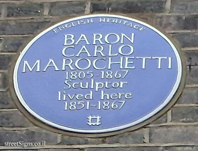 London - commemorative plaque in the house where the sculptor Carlo Marochetti lived