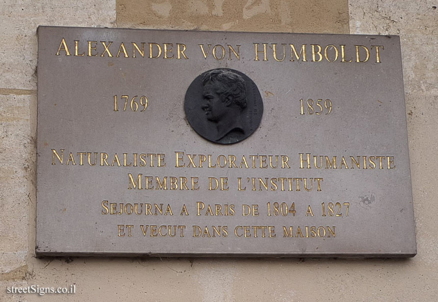Paris - the house where the naturalist and explorer Alexander von Humboldt lived